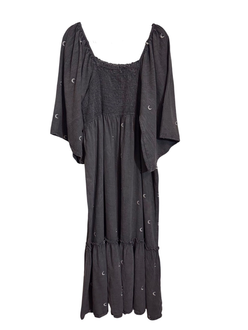 Earthbound Trading Size XXL Moon Embroidered Dress Gray Witchy Boho Cotton